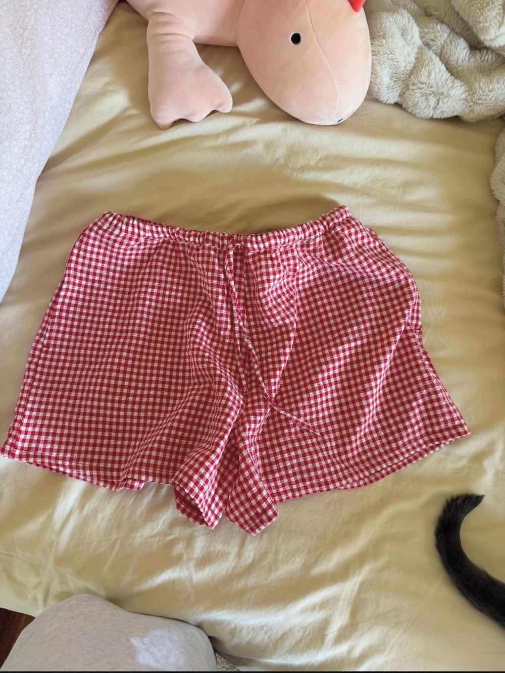 Red Gingham Women’s Shorts - Classic Elastic Waist